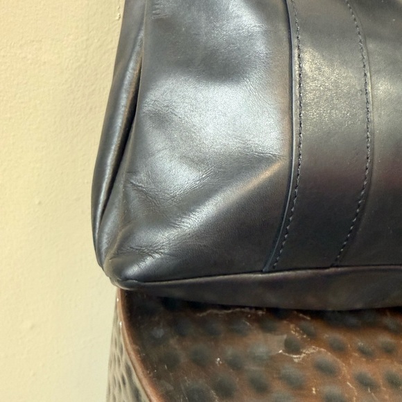 FEED Black Soft Leather Crossbody Tote Bag with Canvas Strap - Picture 8 of 11